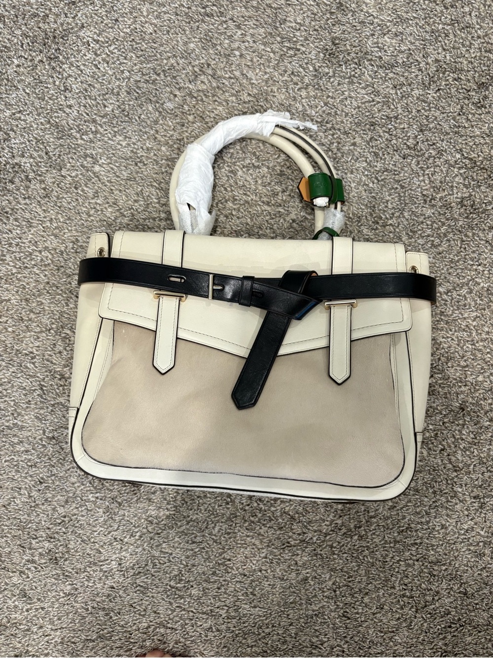 Reed Krakoff Boxer Tote in Cream Leather and Calf Hair